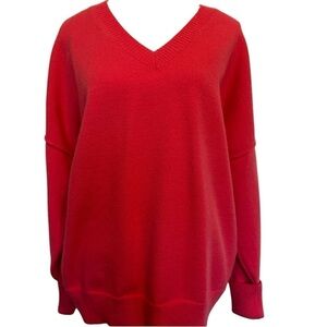 Abela V neck sweater cuffed sleeves, soft material,winter size Small Coral